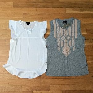 NWT J. Crew Tops White Ruffle Grey Pink Lace
